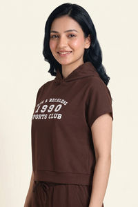 Zivame Athleisure Hooded Sweatshirt - Shaved Chocolate — thumbnail 2